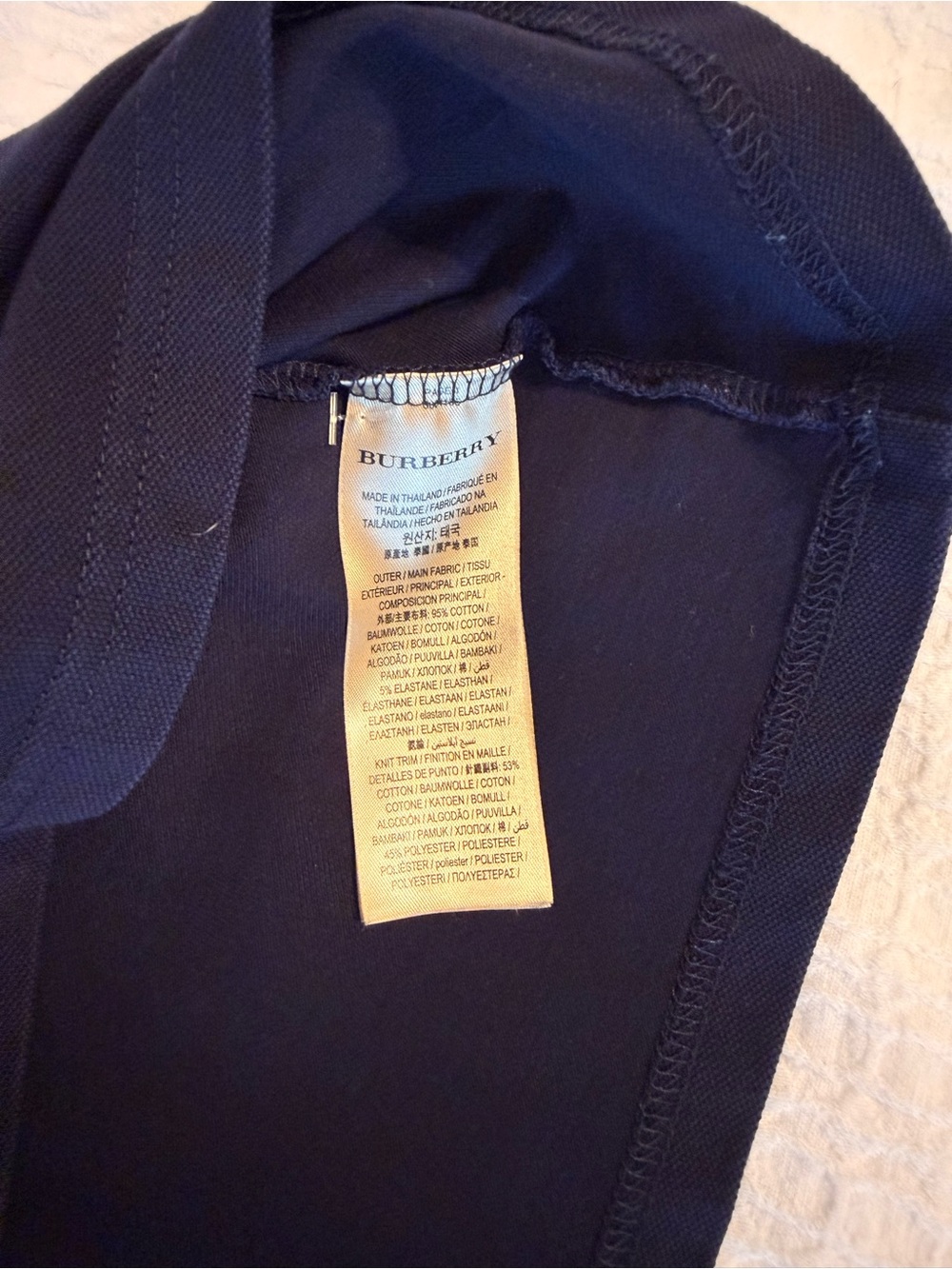 Burberry Navy Polo with Signature Check Collar - Picture 6 of 6
